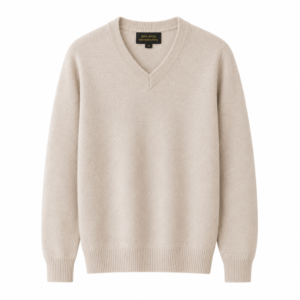 Beige V - Neck Sweater ( 100 % wool )