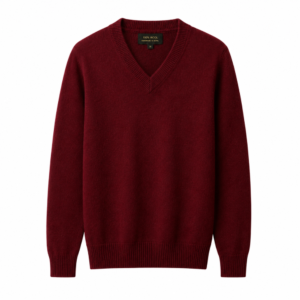 Dark Red V - Neck Sweater ( 100% wool )